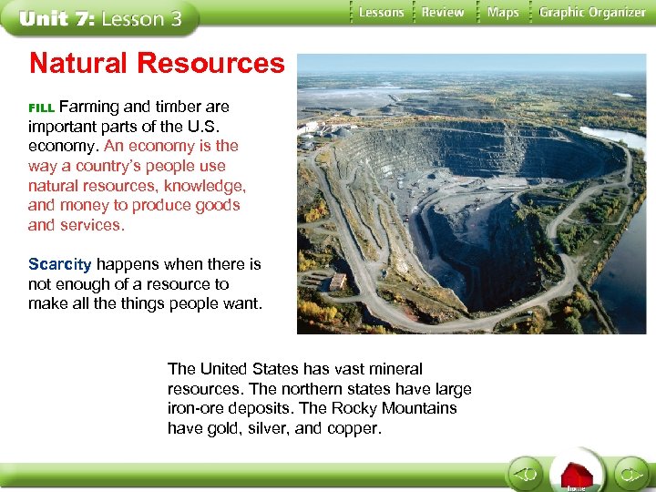 Natural Resources Farming and timber are important parts of the U. S. economy. An