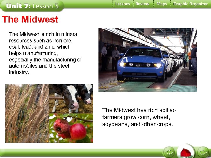 The Midwest is rich in mineral resources such as iron ore, coal, lead, and