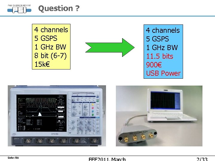 Question ? 4 channels 5 GSPS 1 GHz BW 8 bit (6 -7) 15