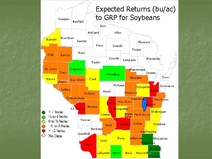 Expected Returns (bu/ac) to GRP for Soybeans 