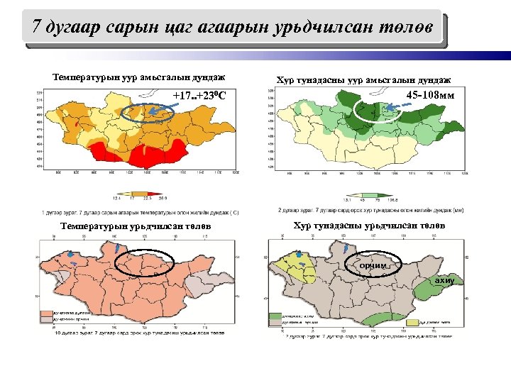 7 дугаар сарын цаг агаарын сард 7 дугаар урьдчилсан төлөв Температурын уур амьсгалын дундаж