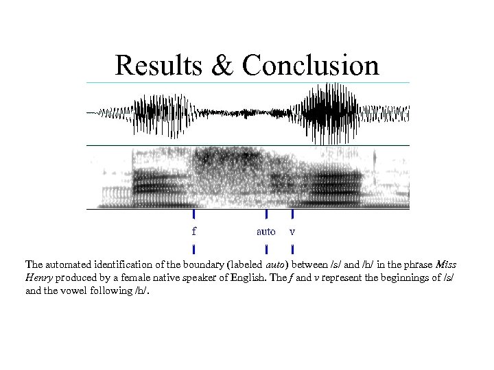 Results & Conclusion The automated identification of the boundary (labeled auto) between /s/ and