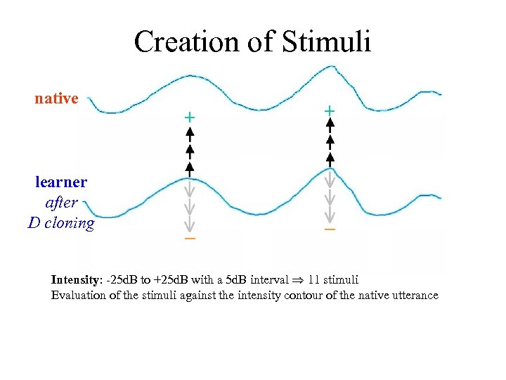 Creation of Stimuli native learner after D cloning + + Intensity: -25 d. B