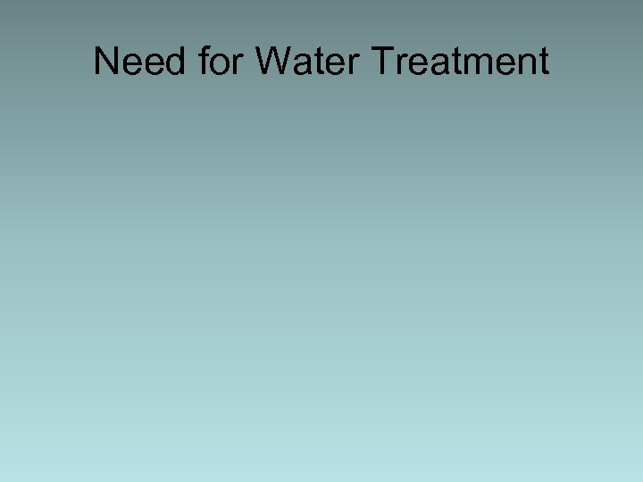 Need for Water Treatment 