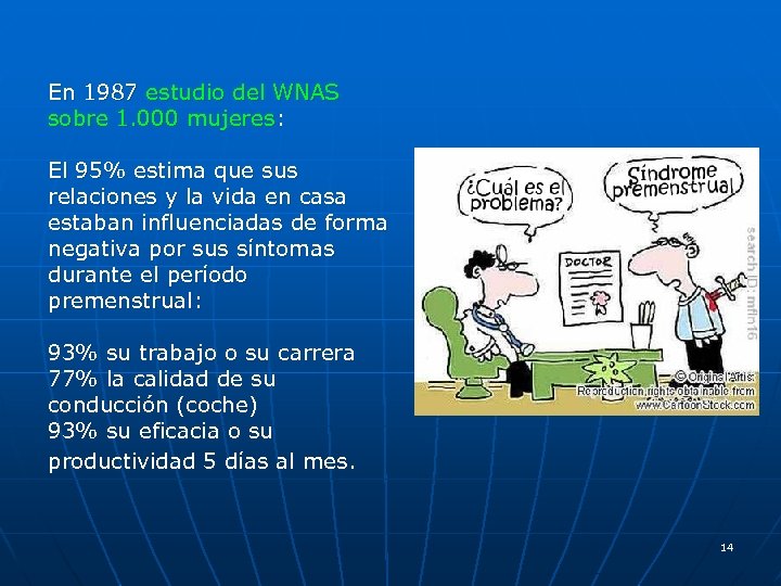En 1987 estudio del WNAS sobre 1. 000 mujeres: El 95% estima que sus