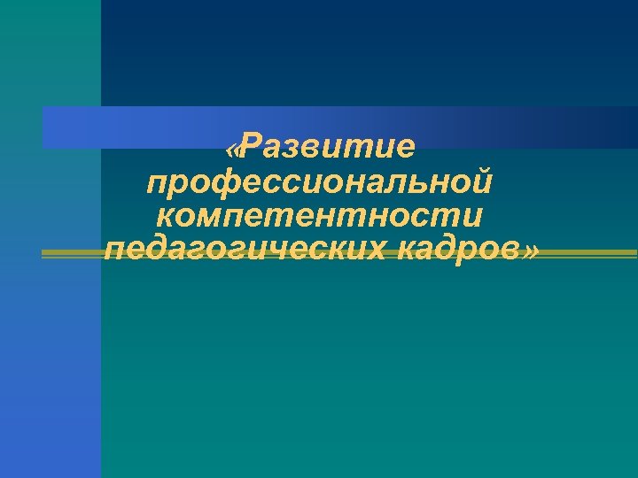  «Развитие профессиональной компетентности педагогических кадров» 