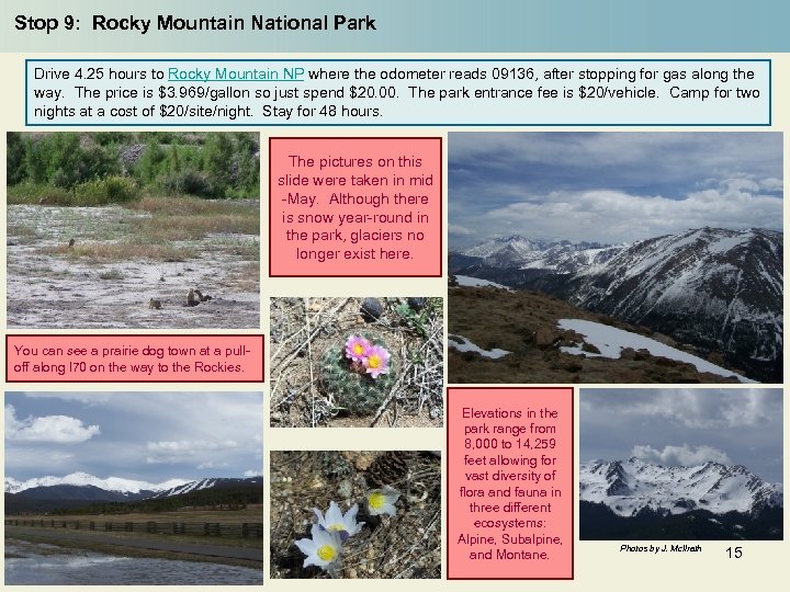 Stop 9: Rocky Mountain National Park Drive 4. 25 hours to Rocky Mountain NP