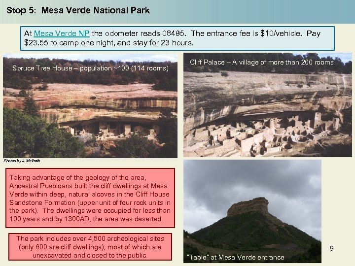 Stop 5: Mesa Verde National Park At Mesa Verde NP the odometer reads 08495.