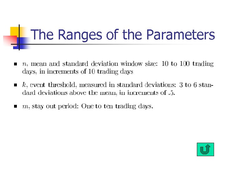 The Ranges of the Parameters 