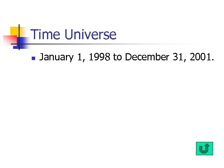 Time Universe n January 1, 1998 to December 31, 2001. 