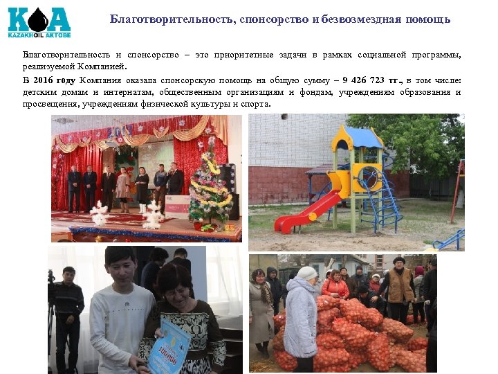 Благотворительность, спонсорство и безвозмездная помощь Благотворительность и спонсорство – это приоритетные задачи в рамках