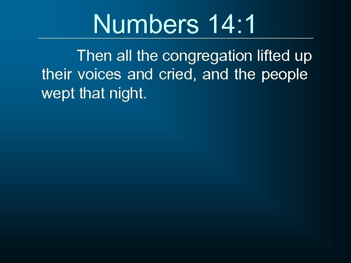 Numbers 14: 1 Then all the congregation lifted up their voices and cried, and