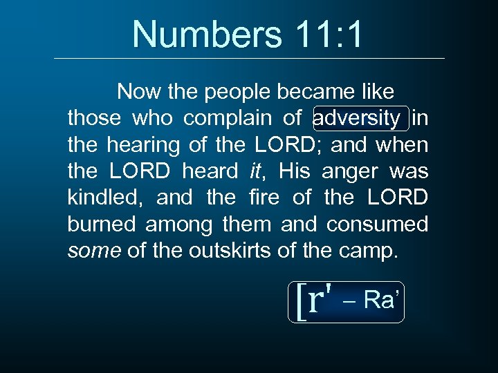 Numbers 11: 1 Now the people became like those who complain of adversity in