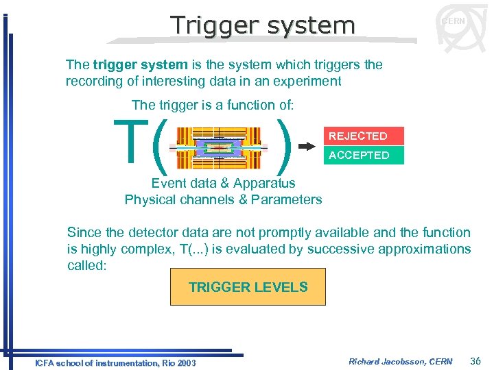 Trigger system CERN The trigger system is the system which triggers the recording of