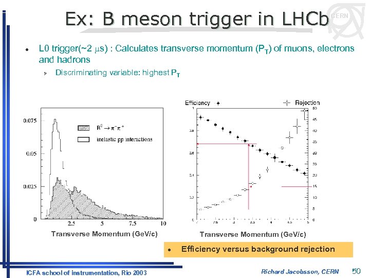 Ex: B meson trigger in LHCb l CERN L 0 trigger(~2 ms) : Calculates