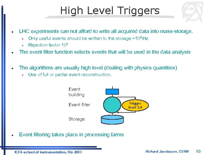 High Level Triggers l CERN LHC experiments can not afford to write all acquired
