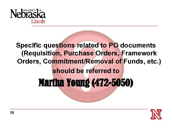 Specific questions related to PO documents (Requisition, Purchase Orders, Framework Orders, Commitment/Removal of Funds,