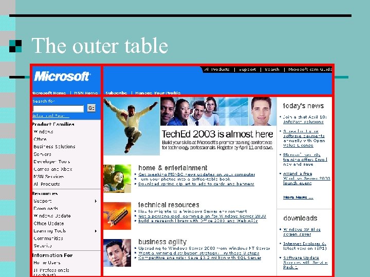 The outer table 