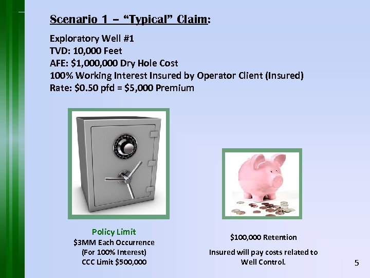 Scenario 1 – “Typical” Claim: Exploratory Well #1 TVD: 10, 000 Feet AFE: $1,