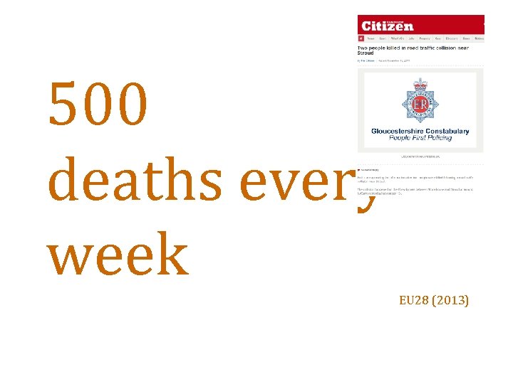 500 deaths every week EU 28 (2013) 