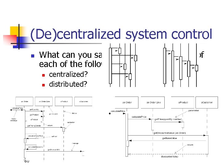 (De)centralized system control n What can you say about the control flow of each