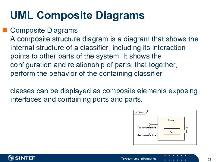 UML Composite Diagrams n Composite Diagrams A composite structure diagram is a diagram that