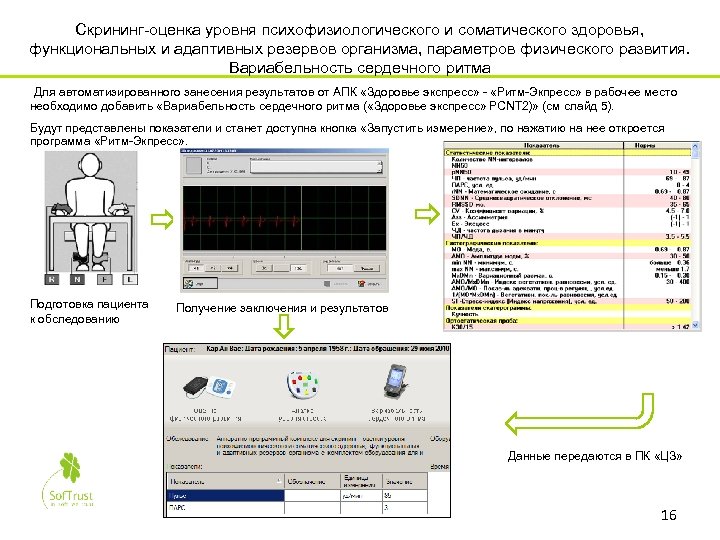 Скрининг-оценка уровня психофизиологического и соматического здоровья, функциональных и адаптивных резервов организма, параметров физического развития.
