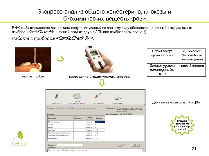 Экспресс-анализ общего холестерина, глюкозы и биохимических веществ крови В ФК «ЦЗ» определено два режима