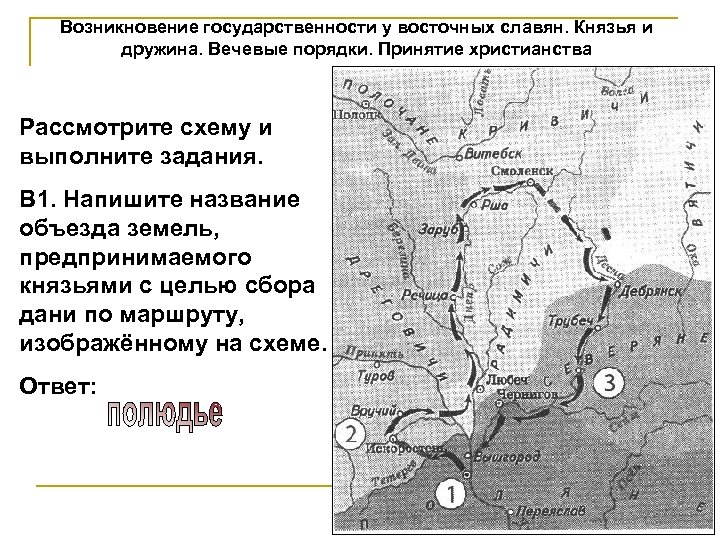 Возникновение государственности у восточных славян. Князья и дружина. Вечевые порядки. Принятие христианства Рассмотрите схему