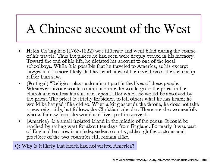 A Chinese account of the West • • • Hsieh Ch 'ing kao (1765