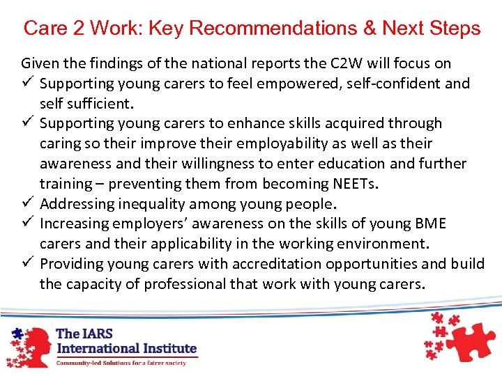 Care 2 Work: Key Recommendations & Next Steps Given the findings of the national