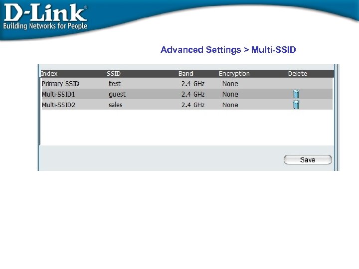 Advanced Settings > Multi-SSID 