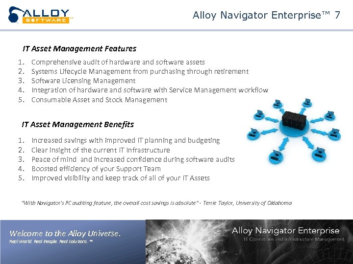 Alloy Navigator Enterprise™ 7 IT Asset Management Features 1. 2. 3. 4. 5. Comprehensive