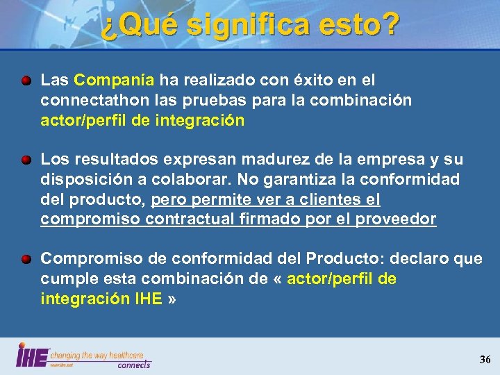 ¿Qué significa esto? Las Companía ha realizado con éxito en el connectathon las pruebas