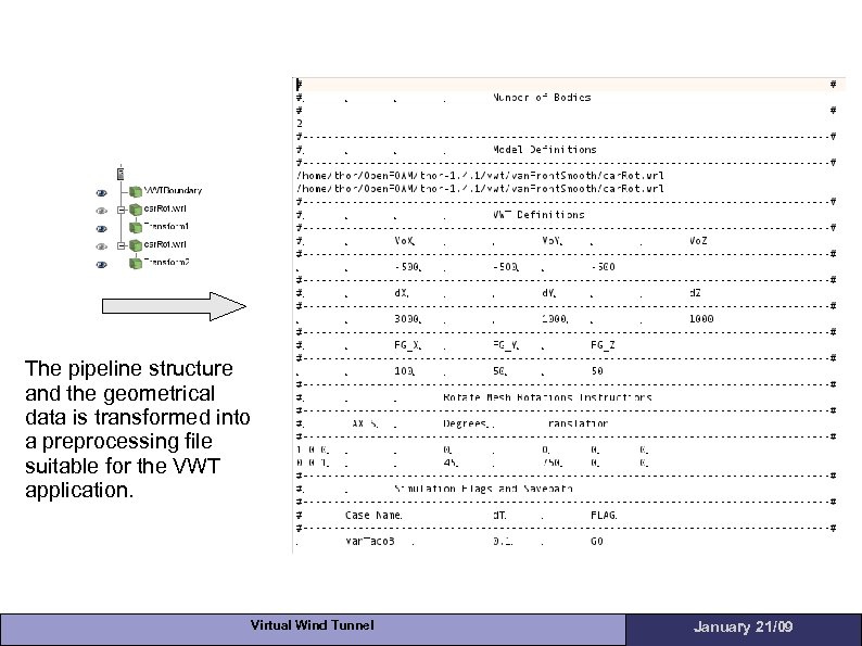 The pipeline structure and the geometrical data is transformed into a preprocessing file suitable