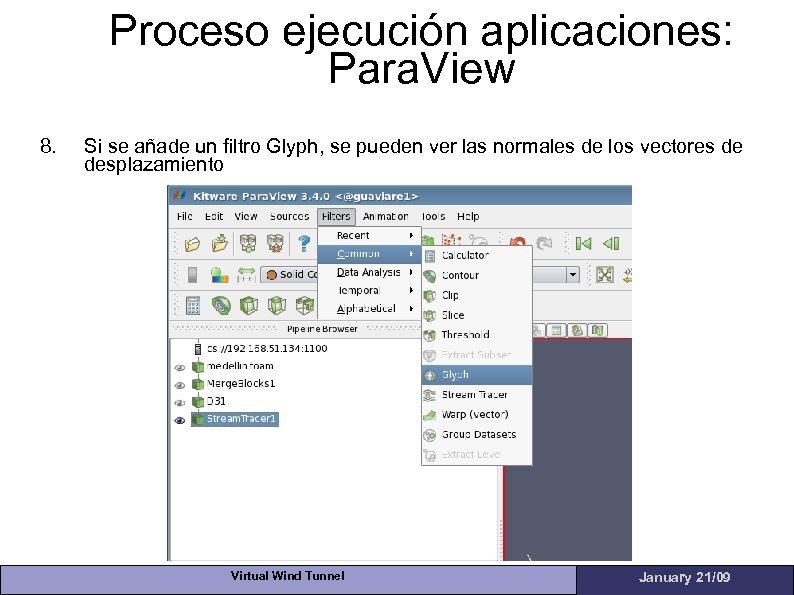 Proceso ejecución aplicaciones: Para. View 8. Si se añade un filtro Glyph, se pueden