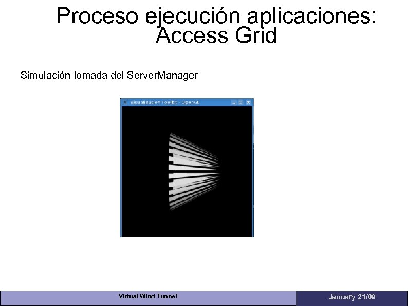 Proceso ejecución aplicaciones: Access Grid Simulación tomada del Server. Manager Virtual Wind Tunnel January