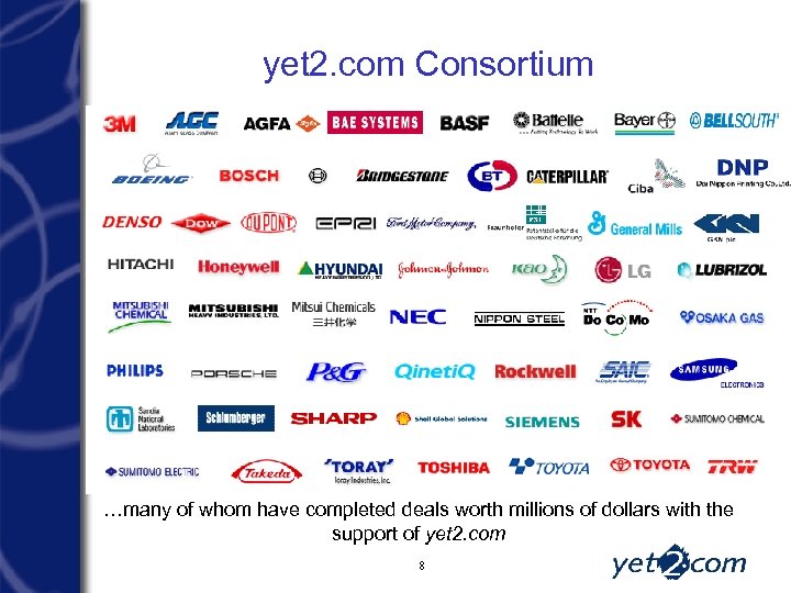 yet 2. com Consortium …many of whom have completed deals worth millions of dollars