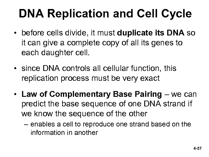 DNA Replication and Cell Cycle • before cells divide, it must duplicate its DNA