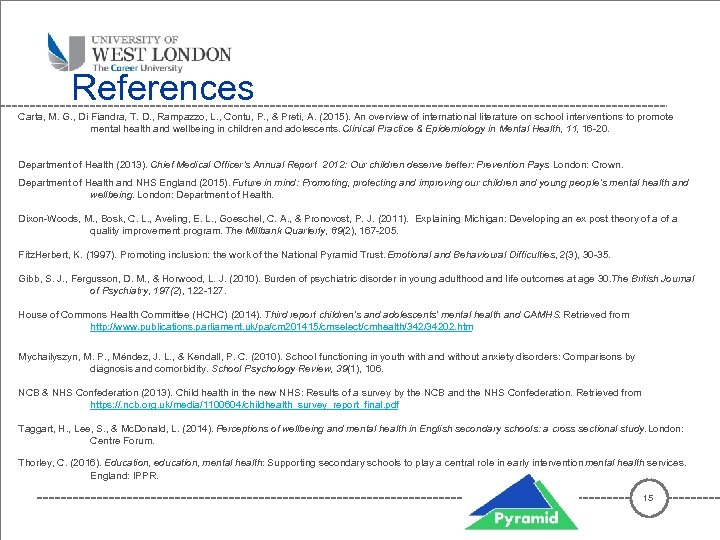 References Carta, M. G. , Di Fiandra, T. D. , Rampazzo, L. , Contu,