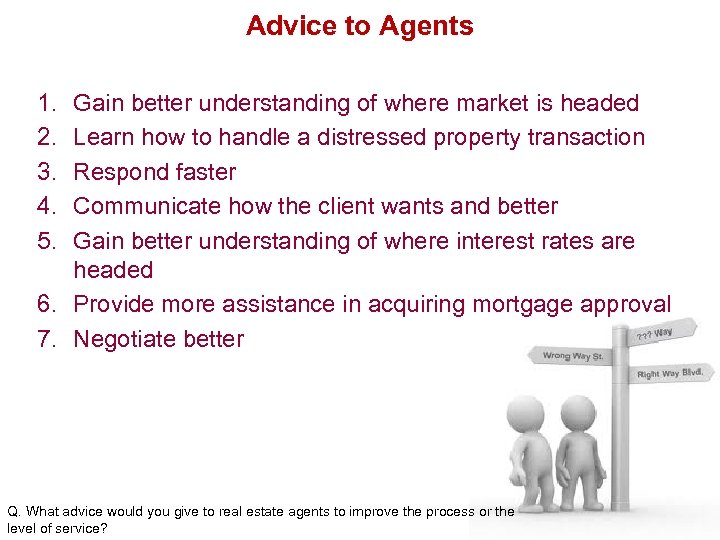 Advice to Agents 1. 2. 3. 4. 5. Gain better understanding of where market