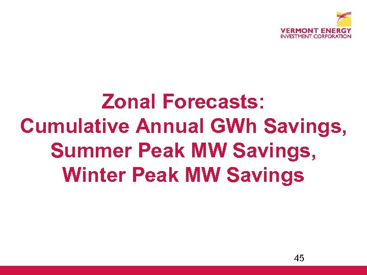 Zonal Forecasts: Cumulative Annual GWh Savings, Summer Peak MW Savings, Winter Peak MW Savings