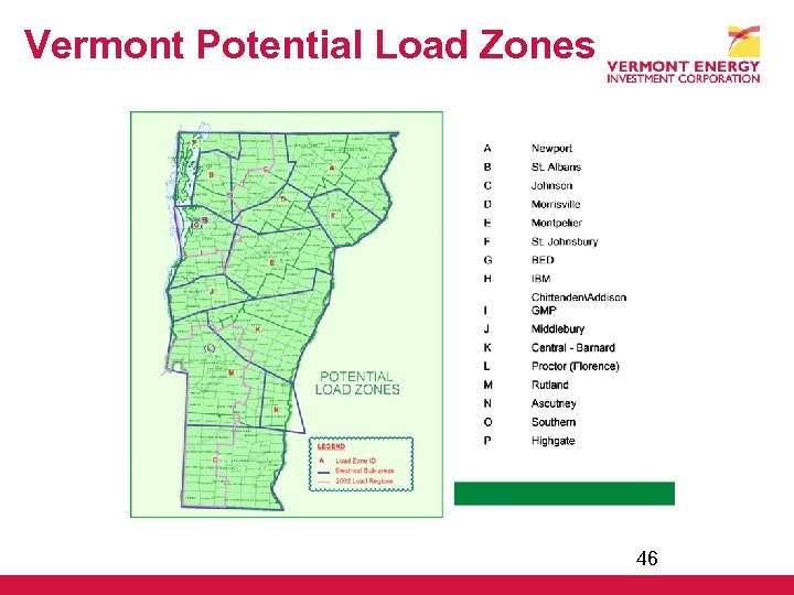 Vermont Potential Load Zones 46 