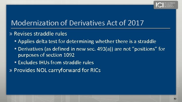 Modernization of Derivatives Act of 2017 » Revises straddle rules • Applies delta test