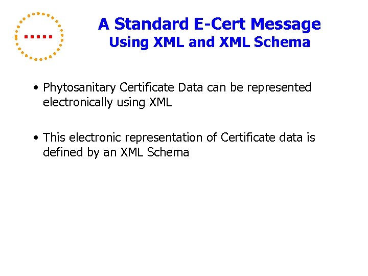 A Standard E-Cert Message Using XML and XML Schema • Phytosanitary Certificate Data can