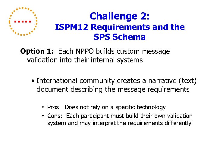 Challenge 2: ISPM 12 Requirements and the SPS Schema Option 1: Each NPPO builds