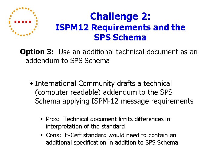 Challenge 2: ISPM 12 Requirements and the SPS Schema Option 3: Use an additional
