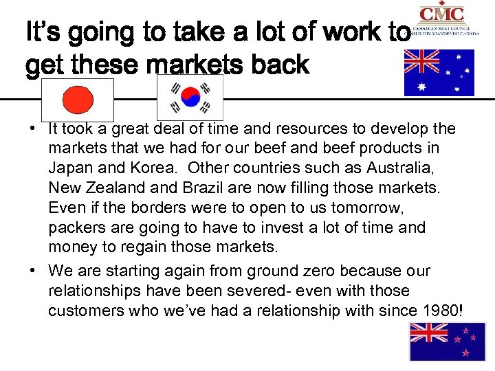 It’s going to take a lot of work to get these markets back •