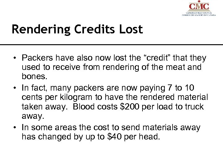 Rendering Credits Lost • Packers have also now lost the “credit” that they used