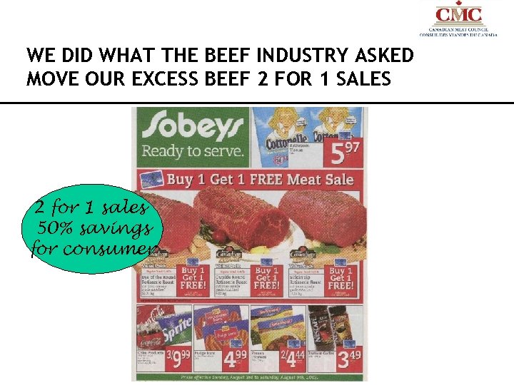 WE DID WHAT THE BEEF INDUSTRY ASKED MOVE OUR EXCESS BEEF 2 FOR 1